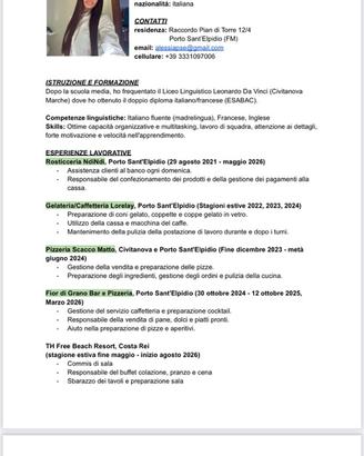 Commis di sala/barista colazioni