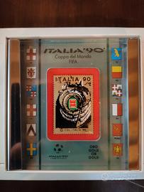 Francobollo Oro 18 Kt Italia 90