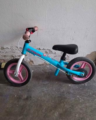 Bici senza pedali B'TWIN 10/12" azzurra e rosa con