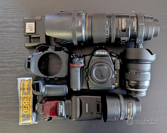 Nikon D850 + obiettivi, flash, scheda e cover