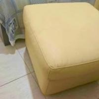 Pouf imbottito in pelle vera poggiapiedi 60x60x47