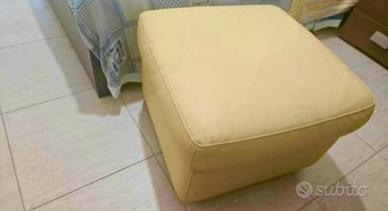 Pouf imbottito in pelle vera poggiapiedi 60x60x47
