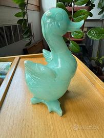 Statuina Vintage Anatra in Alabastro Verde
