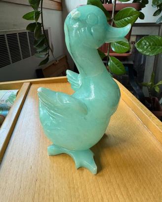 Statuina Vintage Anatra in Alabastro Verde