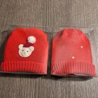 2 cappellini neonato rosso natalizio