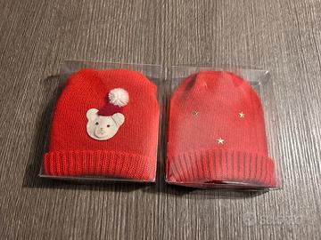 2 cappellini neonato rosso natalizio