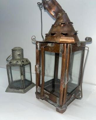 Coppia Lanterne Antiche in Rame e Zinco - Vintage
