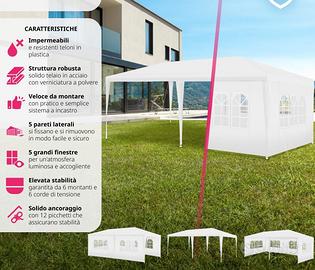 Gazebo 3x6, gazebo con 5 pannelli laterali rimovib