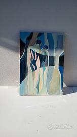 Dipinto olio su tela figure umane astratte  1987