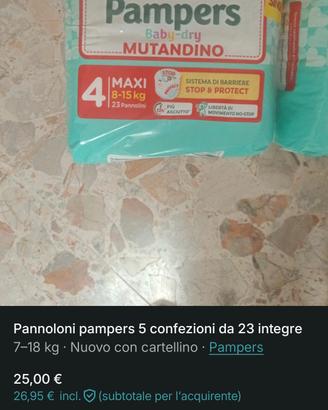 5 confezioni da 23 pannolini 