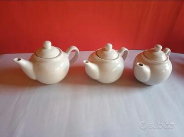 Set 3 Teiere/Lattiere in Ceramica Bianca - Design 