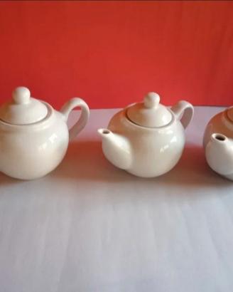 Set 3 Teiere/Lattiere in Ceramica Bianca - Design 