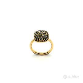 Anello oro giallo pavè di pietre turchesi