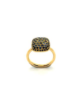 Anello oro giallo pavè di pietre turchesi