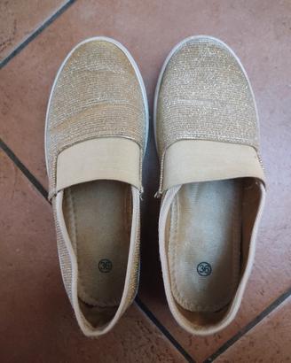 Scarpe Slip-on Donna Glitter Oro - n. 36
