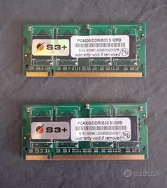 N.2 Sodimm S3+ da 512MB DDRII533 PC4300 