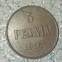 Finlandia, Nicola II,5 pennia 1916
