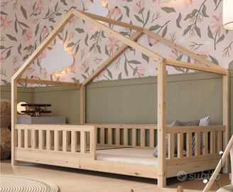 Letto Casetta 190x90 cm – Legno Naturale 