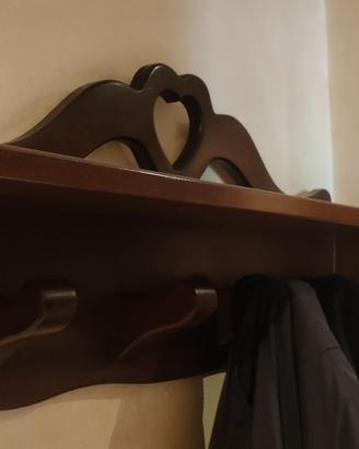 Appendiabiti da muro in legno massello arte povera