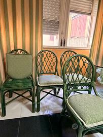 Sedie in rattan intrecciato dipinte a mano