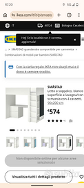 Letto soppalco con armadio e scrivania