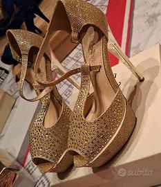 scarpe glitter oro 