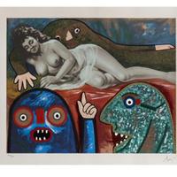 Enrico Baj - serigrafia e collage polimaterico