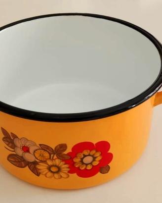 Pentola in Acciaio Smaltato Giallo Ocra - Floreale
