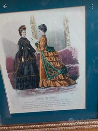 Moda Parigi fine '800 - Incisione con cornice