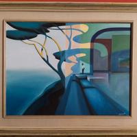 Quadro olio su tela paesaggio marino arte moderna