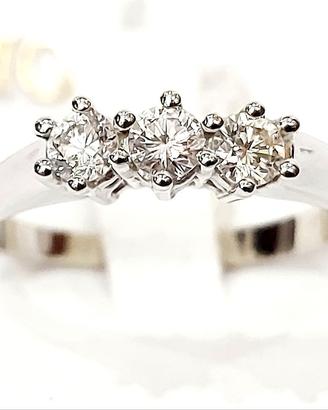 Anello Trilogy Oro Bianco 18kt Diamanti matrimonio
