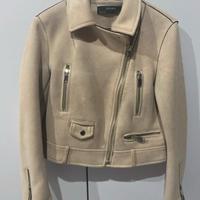 Giacca Zara Basic – rosa scamosciata stile biker