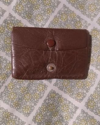 Portafoglio portamonete vintage pelle marrone
