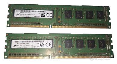 RAM DDR3 8Gb (2x4Gb) UDIMM 1600Mhz marca Micron