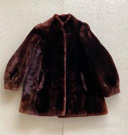 Cappotto pelliccia sintetica bordeaux vintage 46