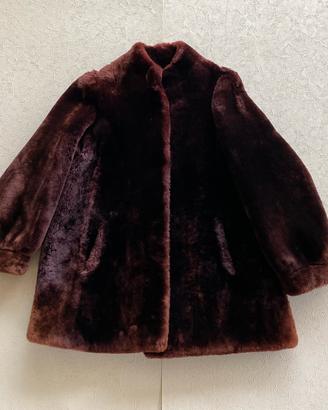 Cappotto pelliccia sintetica bordeaux vintage 46