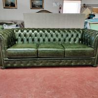 Chester divano 3 posti in vera pelle vintage verde