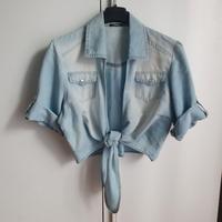 Camicia Corta azzurra con nodo-Come Nuova