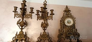 candelabro e orologio vintage barocco/liberty 