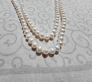 2 fili di perle naturali di acqua dolce