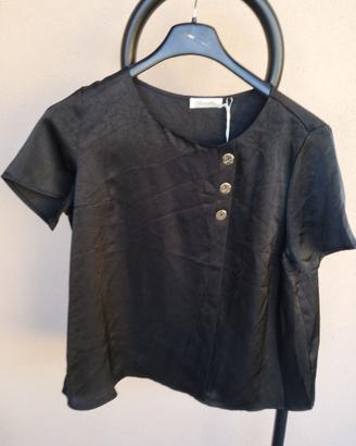 Blusa effetto lucido bottoni gioiello Tg Unica