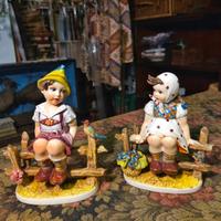 Coppia Statuette Ceramica Carlo Mollica