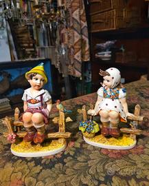 Coppia Statuette Ceramica Carlo Mollica