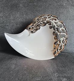 Ciotola svuotatasche, portafrutta ceramica bianco