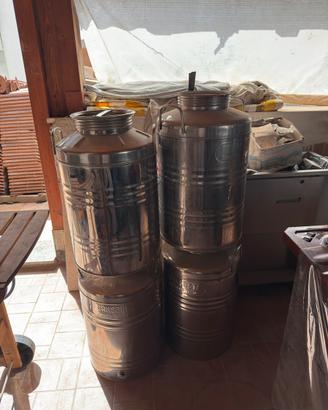 4 bidoni/contenitori per olio in acciaio inox