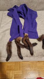 sciarpa on lana con code di visone