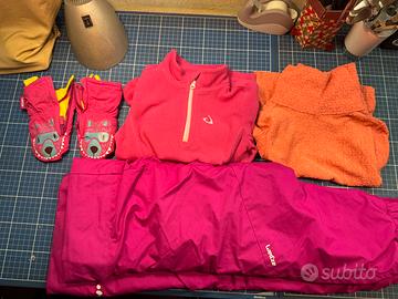 Pantaloni da sci, guanti e 2 ile bimba 3/5 anni