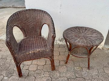 Set da esterno in vimini vitage