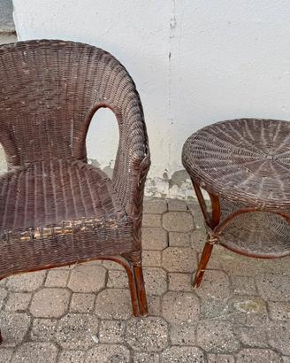 Set da esterno in vimini vitage