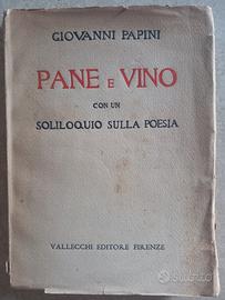 💥Libro Antico Papini Pane e Vino 1926 Futurismo